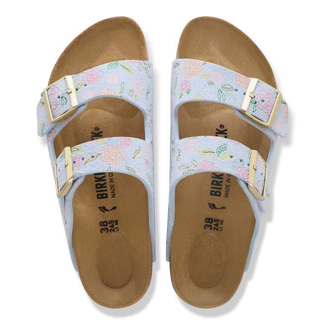 Arizona - Baby Blue Flower Print Suede||Arizona - Suède bleu pâle imprimé fleuri