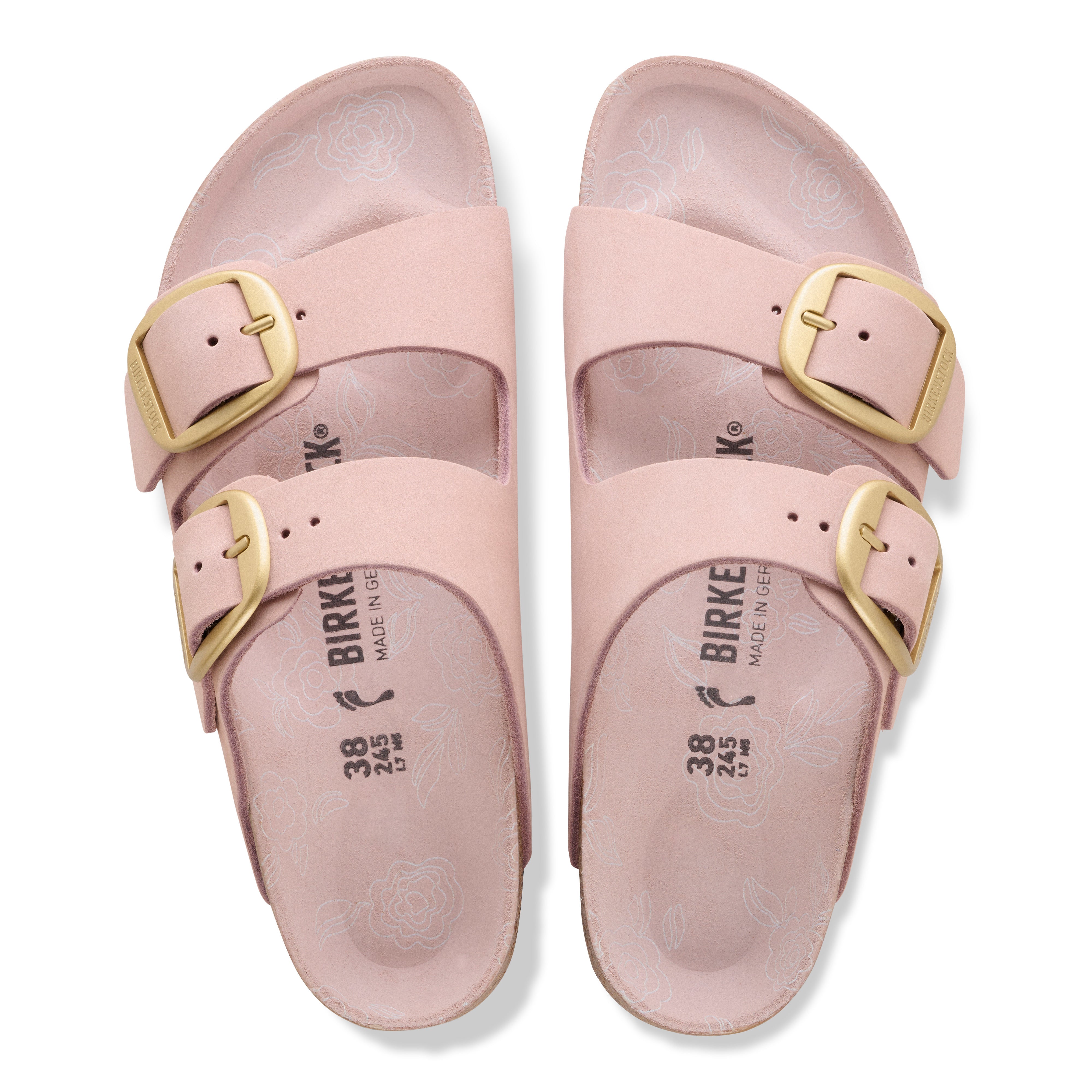 Arizona Big Buckle - Soft Pink Nubuck Printed Footbed – MyShoeShop Arizona Big Buckle - Soft Pink Nubuck Printed Footbed – MyShoeShop