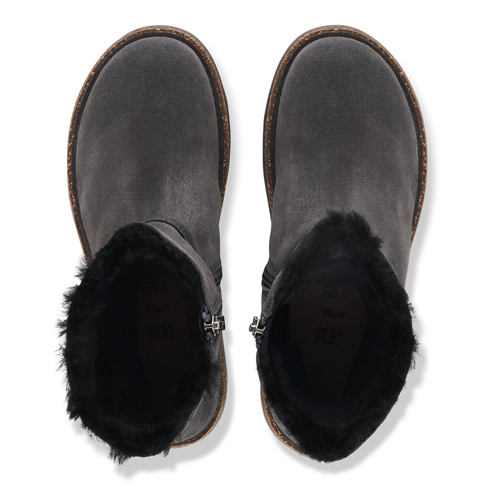 Uppsala Zip - Charcoal Suede Shearling||Uppsala Zip - Suède fourrure charbon