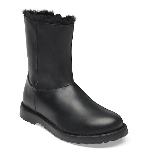 Uppsala Zip - Black Leather Shearling||Uppsala Zip - Cuir et fourrure noir