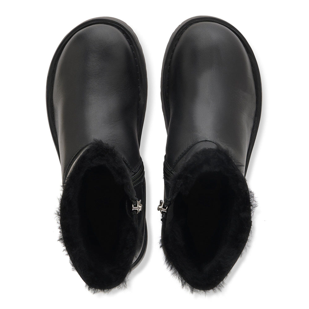 Uppsala Zip - Black Leather Shearling||Uppsala Zip - Cuir et fourrure noir