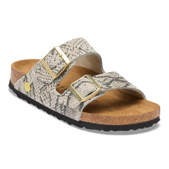 Arizona - Snake Print Oyster Suede||Arizona - Suède imprimé serpent blanc huître