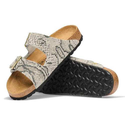 Arizona - Snake Print Oyster Suede||Arizona - Suède imprimé serpent blanc huître