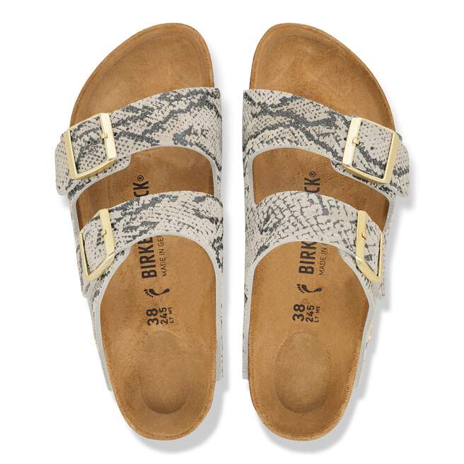 Arizona - Snake Print Oyster Suede||Arizona - Suède imprimé serpent blanc huître