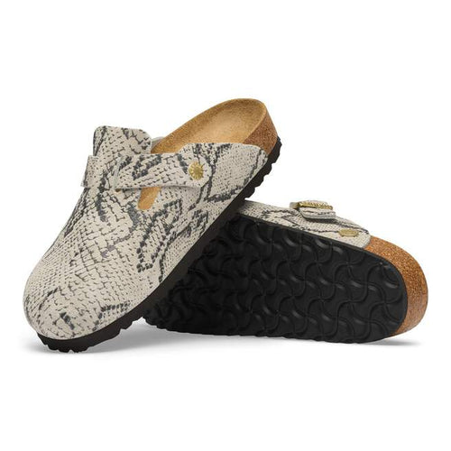 Boston - Snake Print Oyster Suede||Boston - Suède imprimé serpent blanc huître