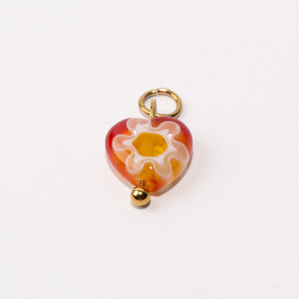 Red Heart Adjustable Loop Shoe Charm - Gold||Coeur rouge breloque à chaussures ajustable - Or