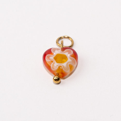 Red Heart Adjustable Loop Shoe Charm - Gold||Coeur rouge breloque à chaussures ajustable - Or