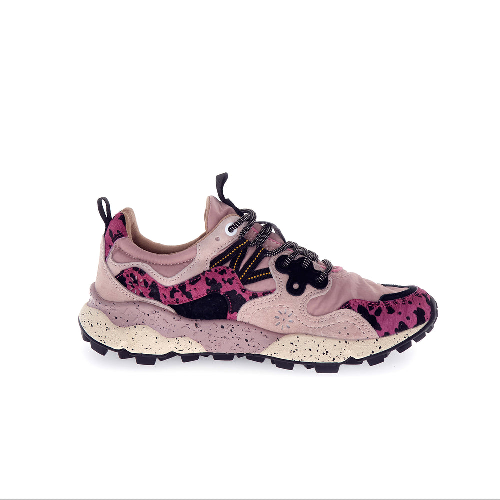 Yamano 3 - Coral-Rose-Black Suede/Pony Hair/Nylon