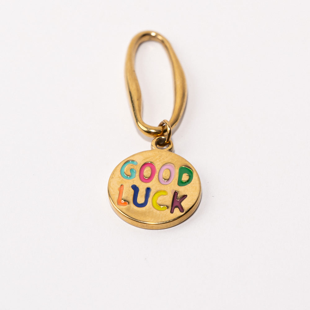 Good Luck Fixed Loop Shoe Charm - Gold||Bonne chance breloque à chaussures à glisser - Or
