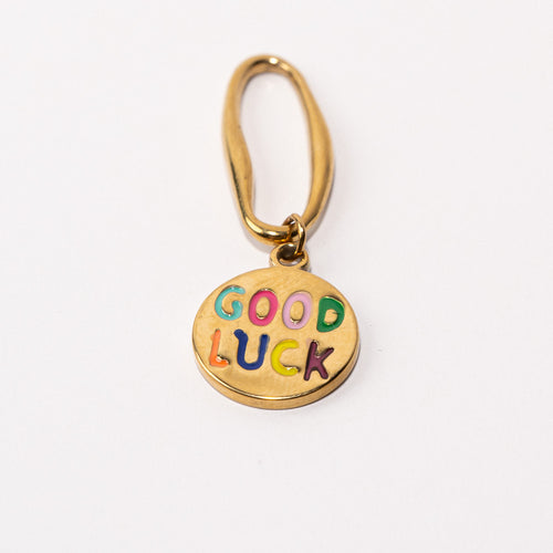 Good Luck Fixed Loop Shoe Charm - Gold||Bonne chance breloque à chaussures à glisser - Or
