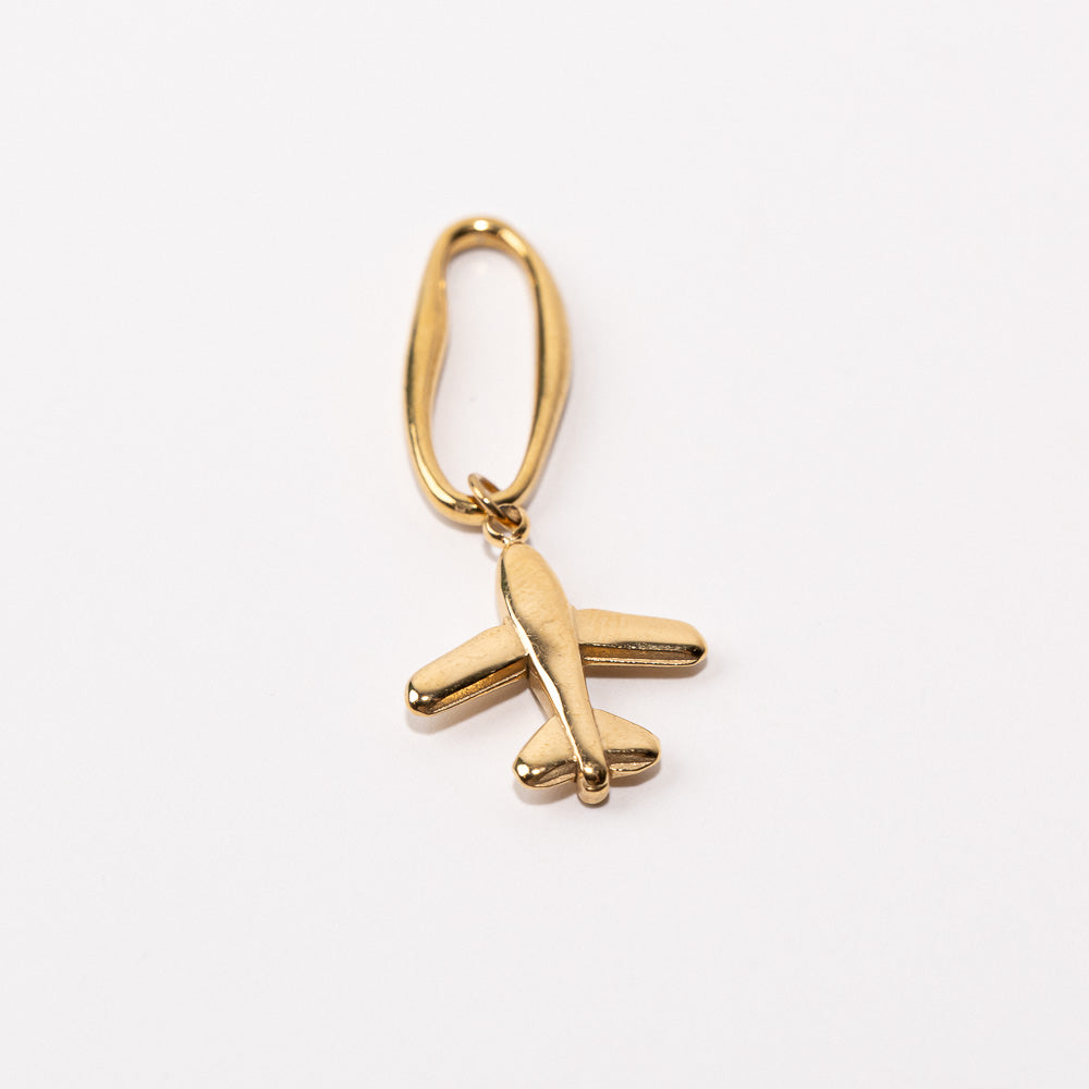 Plane Fixed Loop Shoe Charm - Gold||Avion breloque à chaussures à glisser - Or