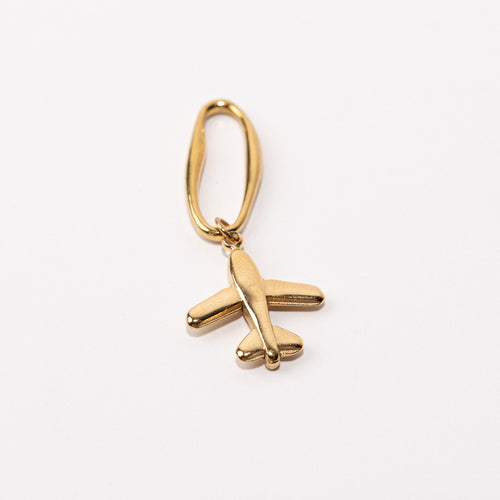 Plane Fixed Loop Shoe Charm - Gold||Avion breloque à chaussures à glisser - Or
