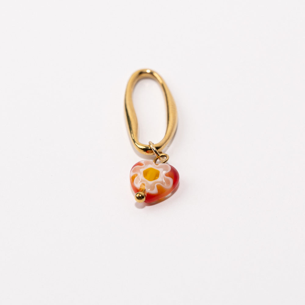 Red Heart Fixed Loop Shoe Charm - Gold||Coeur rouge breloque à chaussures à glisser - Or