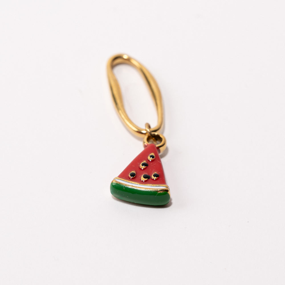 Watermelon Fixed Loop Shoe Charm - Gold||Melon d'eau breloque à chaussures à glisser - Or