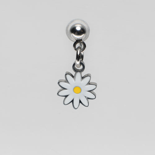 Daisy Pendant Shoe Charm - Silver||Marguerite breloque à chaussures pendentif - Argent
