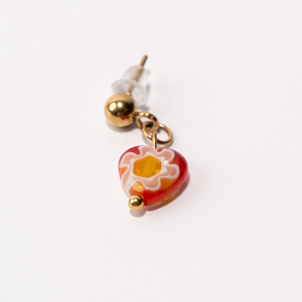 Red Heart Pendant Shoe Charm - Gold||Coeur rouge breloque à chaussures pendentif - Or