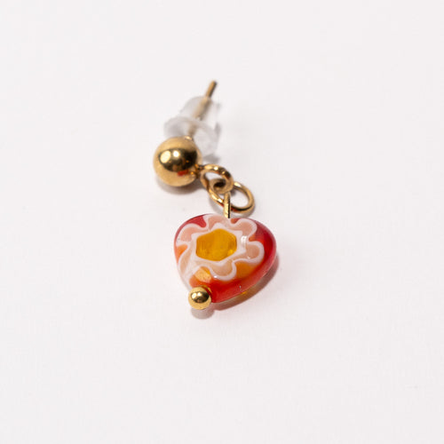 Red Heart Pendant Shoe Charm - Gold||Coeur rouge breloque à chaussures pendentif - Or