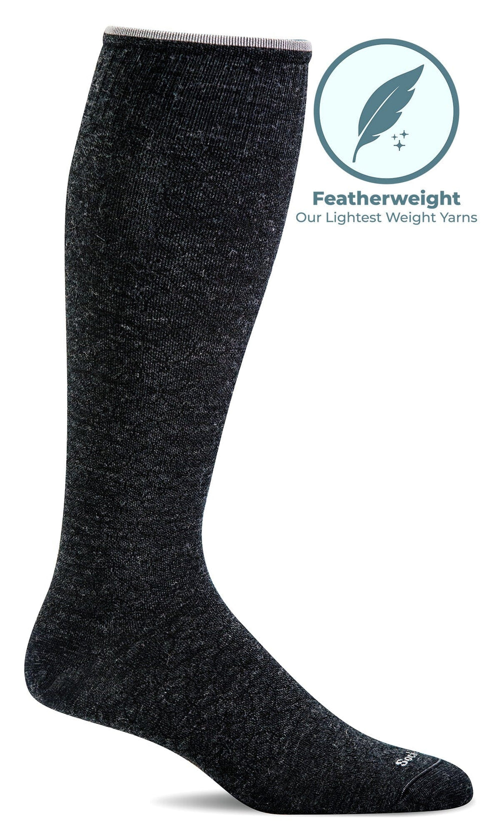Featherweight Fancy Knee-High - Black Moderate Compression (15-20mmHg)