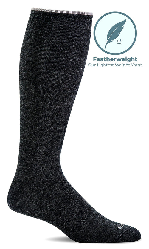Featherweight Fancy Knee-High - Black Moderate Compression (15-20mmHg)