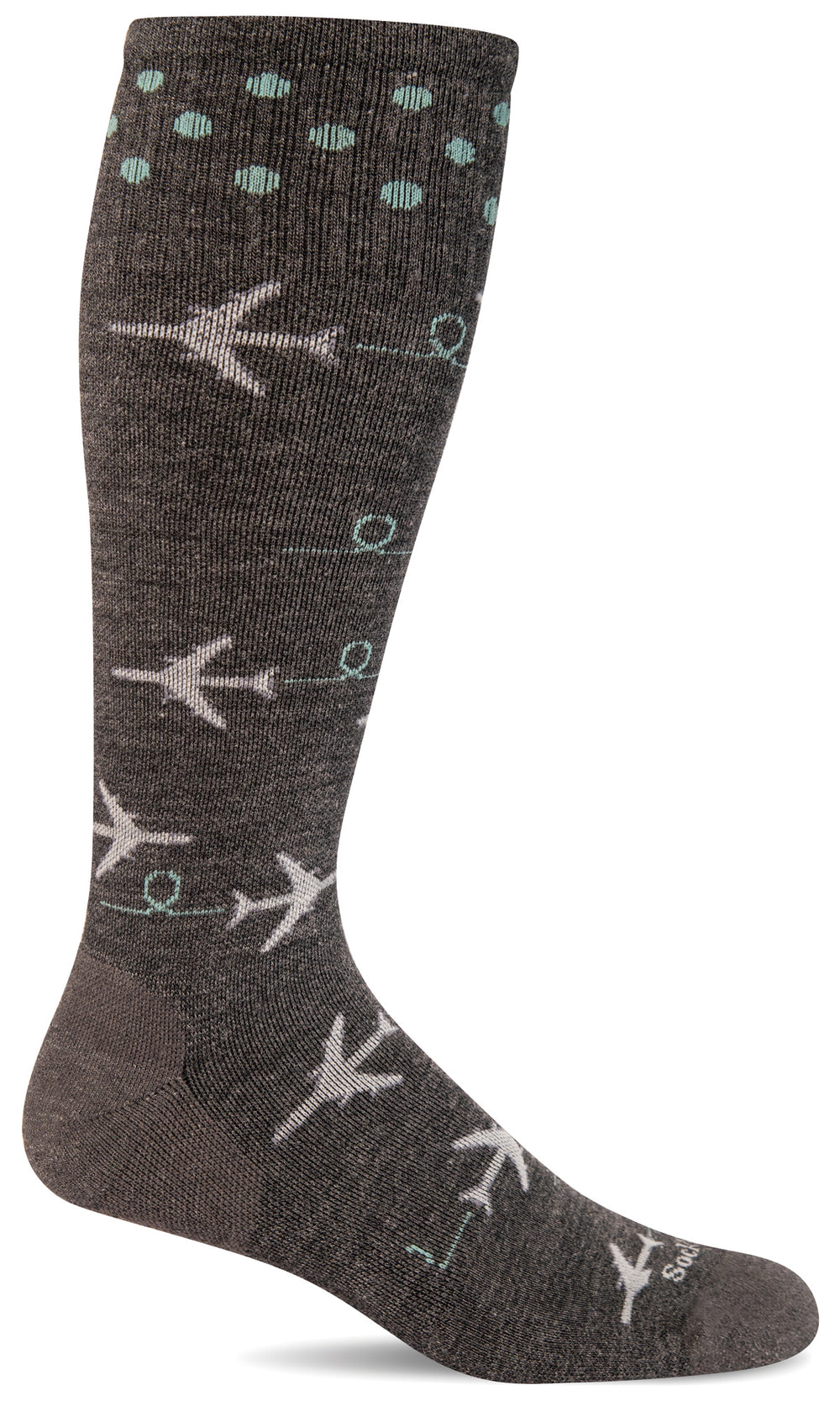 In Flight Fun Knee-High Women - Charcoal Moderate Compression (15-20mmHg)