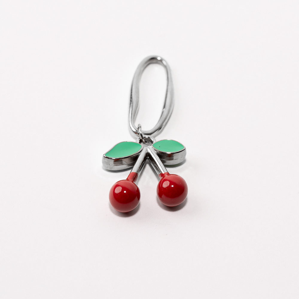 Cherries Fixed Loop Shoe Charm - Silver||Cerises breloque à chaussures à glisser - Argent