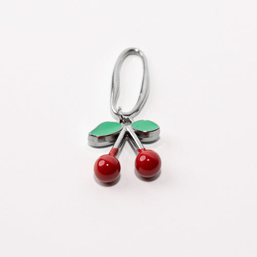 Cherries Fixed Loop Shoe Charm - Silver||Cerises breloque à chaussures à glisser - Argent
