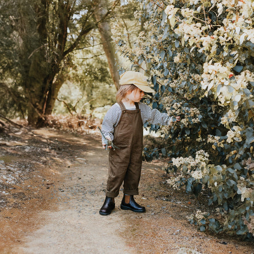 2591 Kids - Brown Leather with Toffee Elastic||2591 Enfants - Cuir brun avec élastique Caramel
