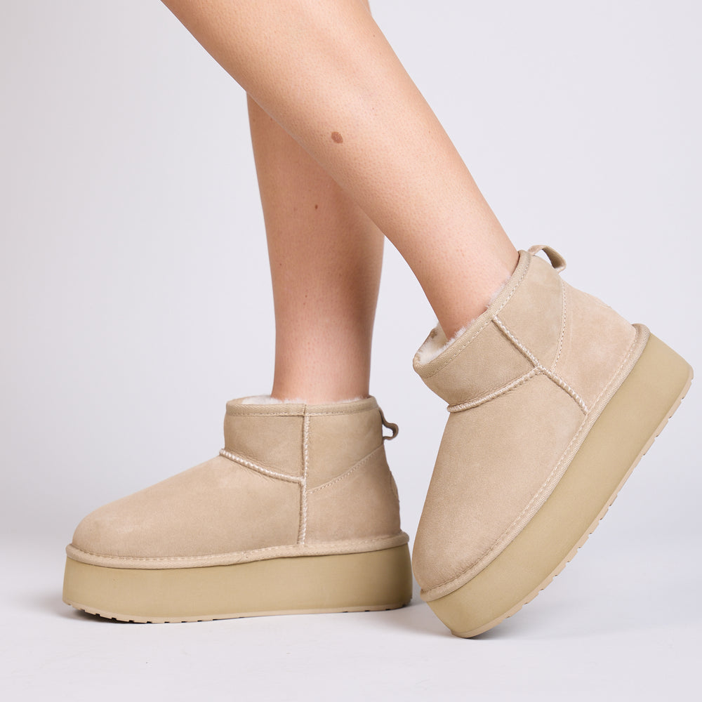 Stinger Micro Flatform - Sand Shearling||Stinger Micro Flatform - Fourrure sable