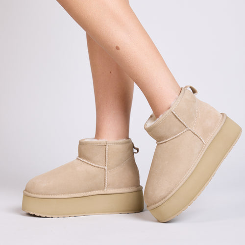 Stinger Micro Flatform - Sand Shearling||Stinger Micro Flatform - Fourrure sable