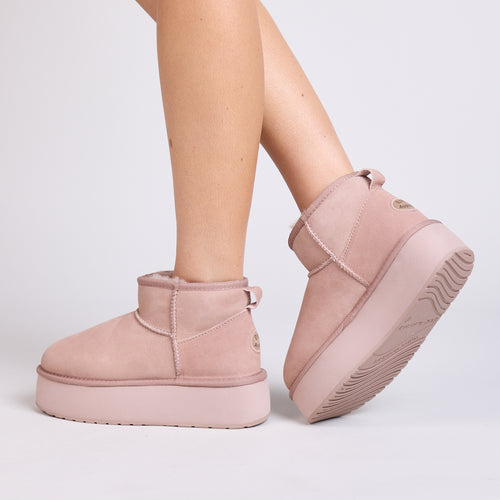 Stinger Micro Flatform - Cameo Rose Shearling||Stinger Micro Flatform - Fourrure rose caméo