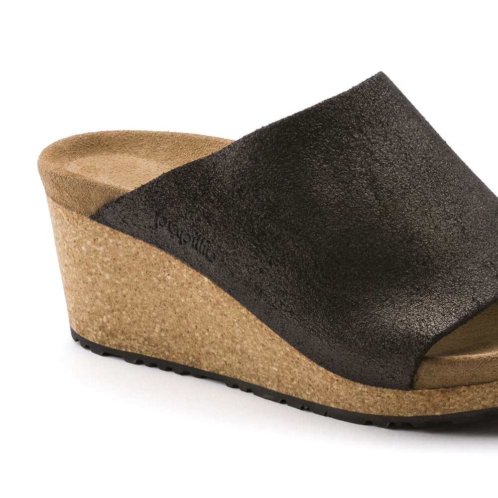 Namica - Washed Metallic Antique Black Suede Leather