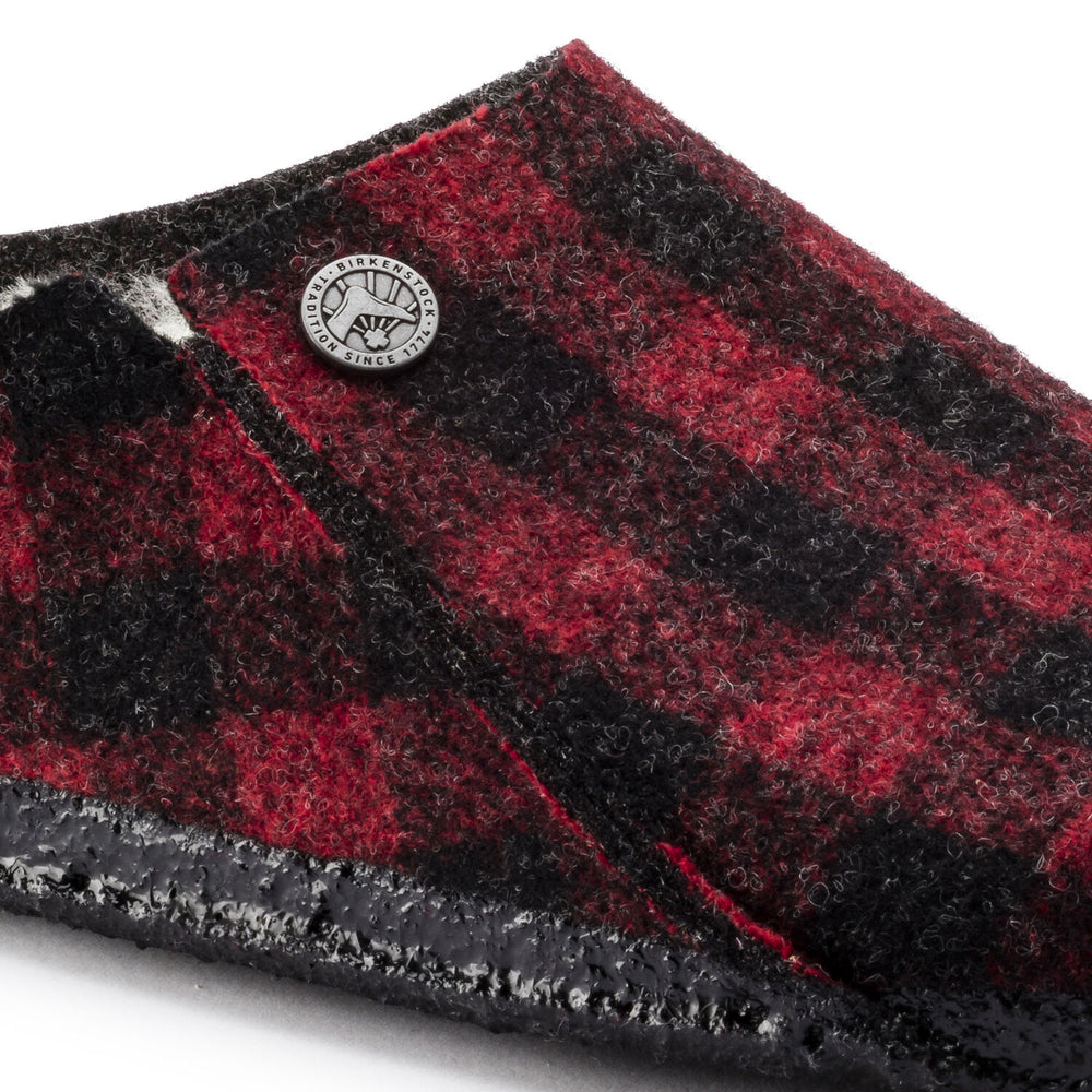 Zermatt Men - Plaid Red Wool Felt Shearling||Zermatt pour hommes - Feutre de laine et fourrure écossais rouge