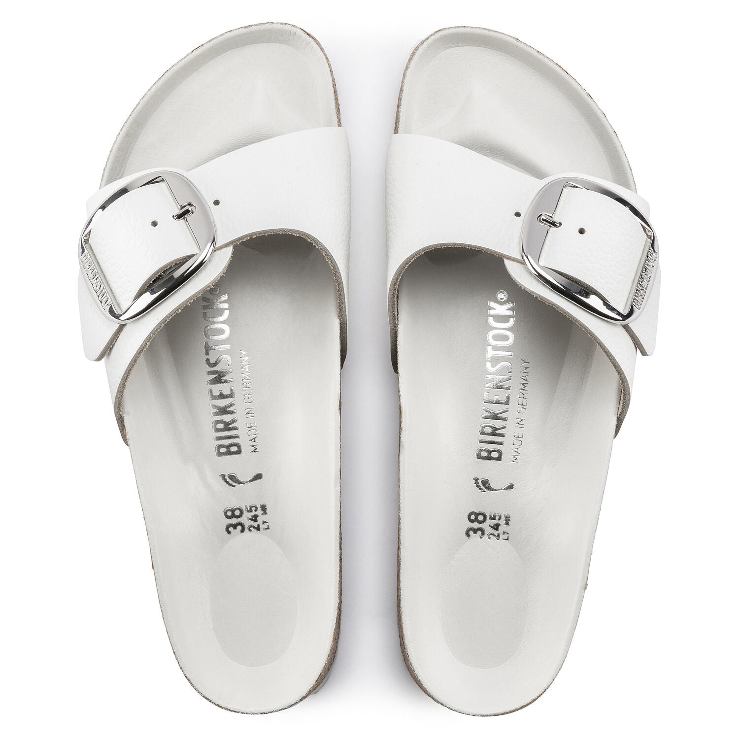 Madrid Big Buckle White Natural Leather Madrid Grosses Boucles Cuir naturel blanc