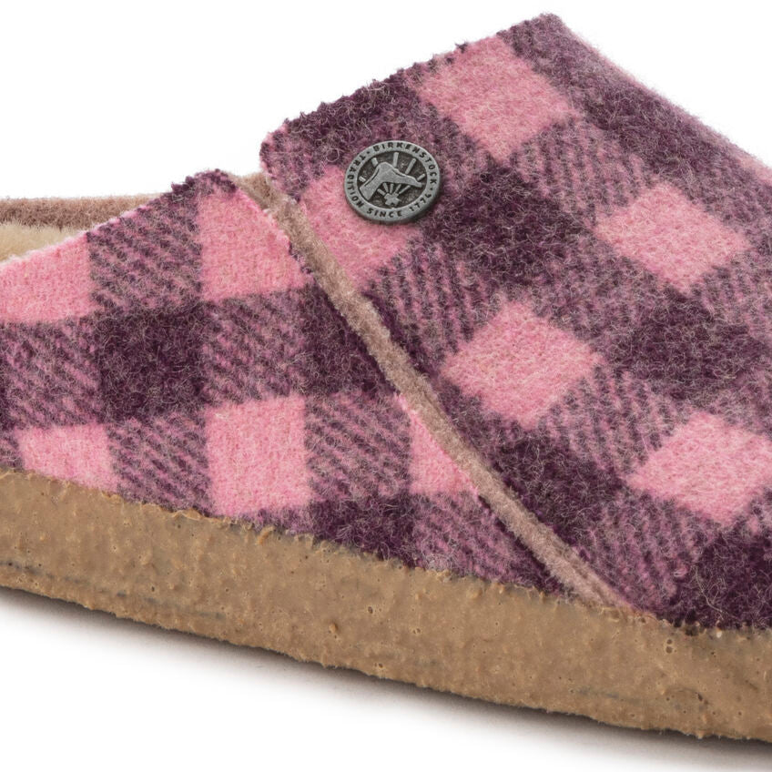 Zermatt Women - Pink Berry Plaid Wool Felt Shearling