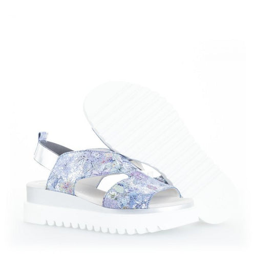 23612.36 - Blue Metallic Flowers Leather