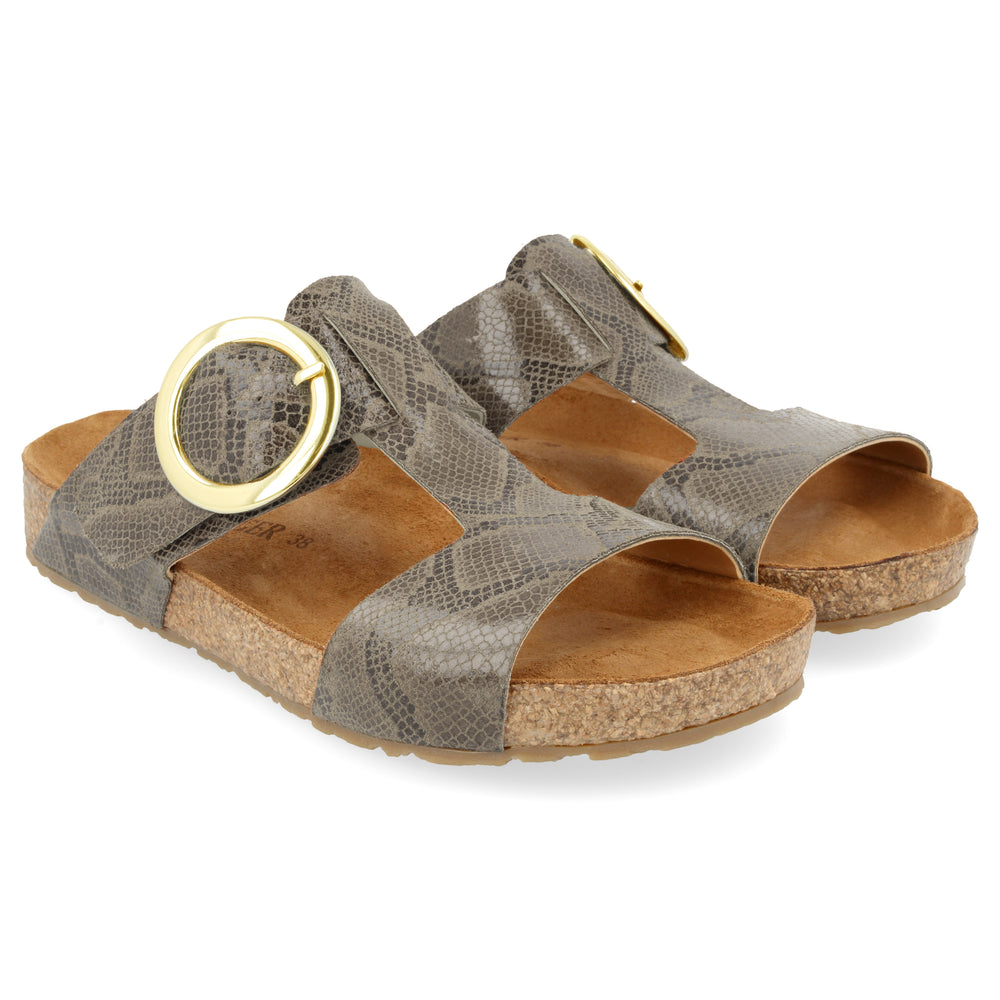 *FINAL SALE*Round Buckle Mika - Taupe Reptile
