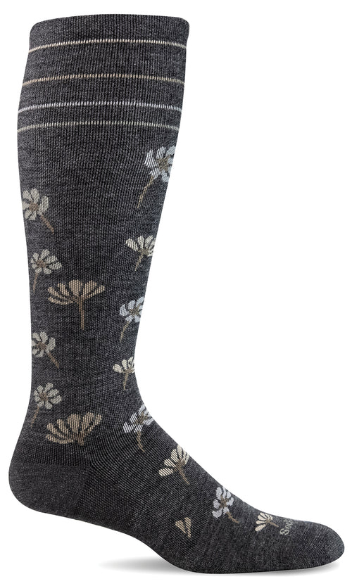 Field Flower Knee-High - Charcoal Moderate Compression (15-20mmHg)